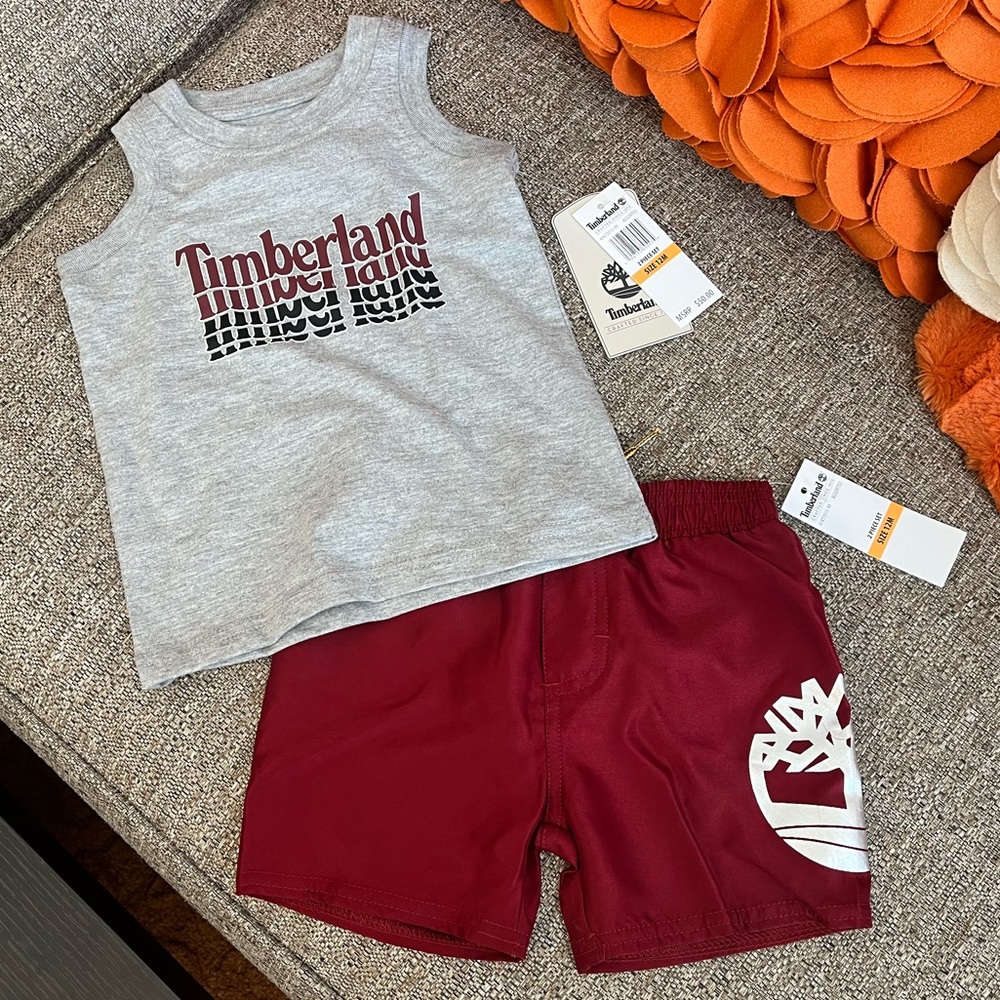 ❗️🆕Timberland Infant Boys Muscle Shirt and Swim Trunks Set❗️